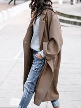 Aurohaya Long Wool Coat for Women Buttoned, Pockets, Lapel Collar, Long Sleeves Elegant Stylish Blouson
